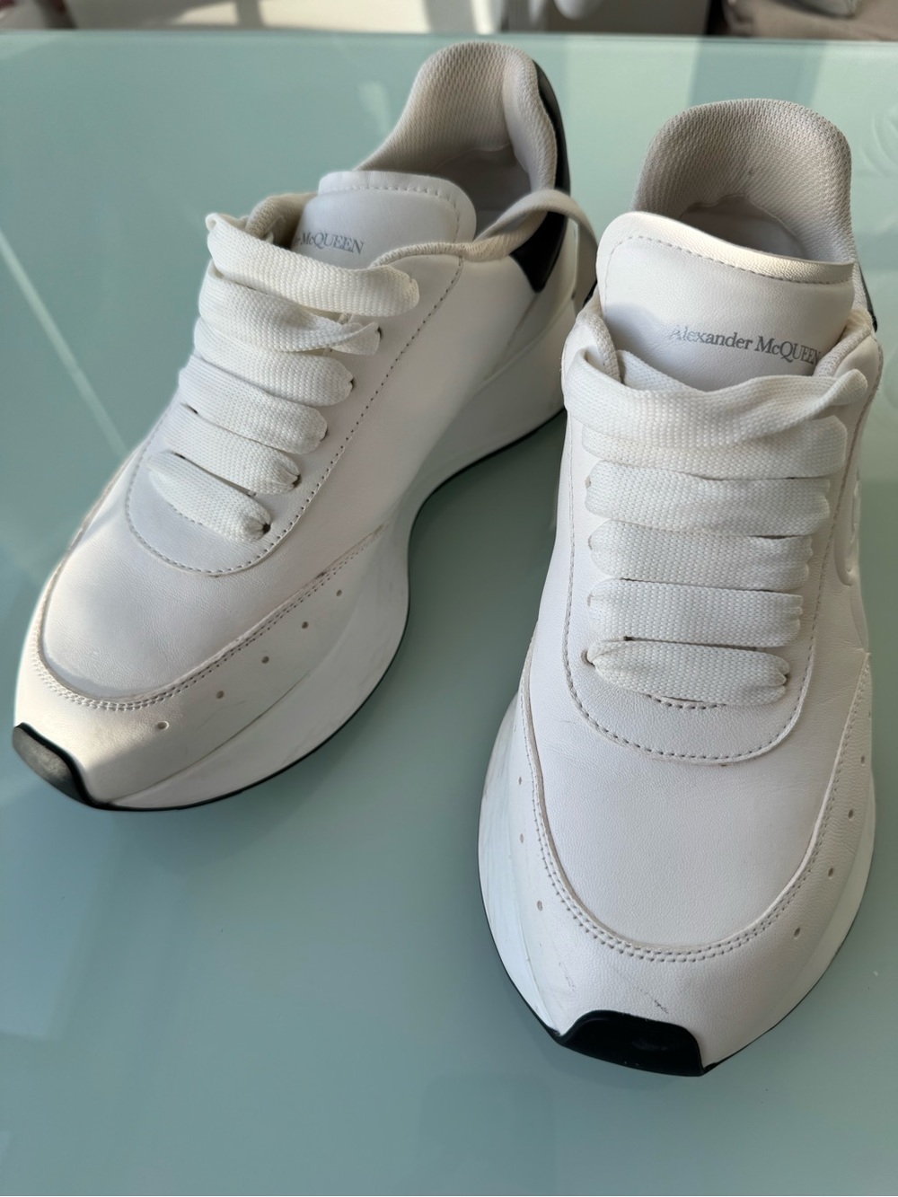 Alexander McQueen White Sneakers with Black Accents